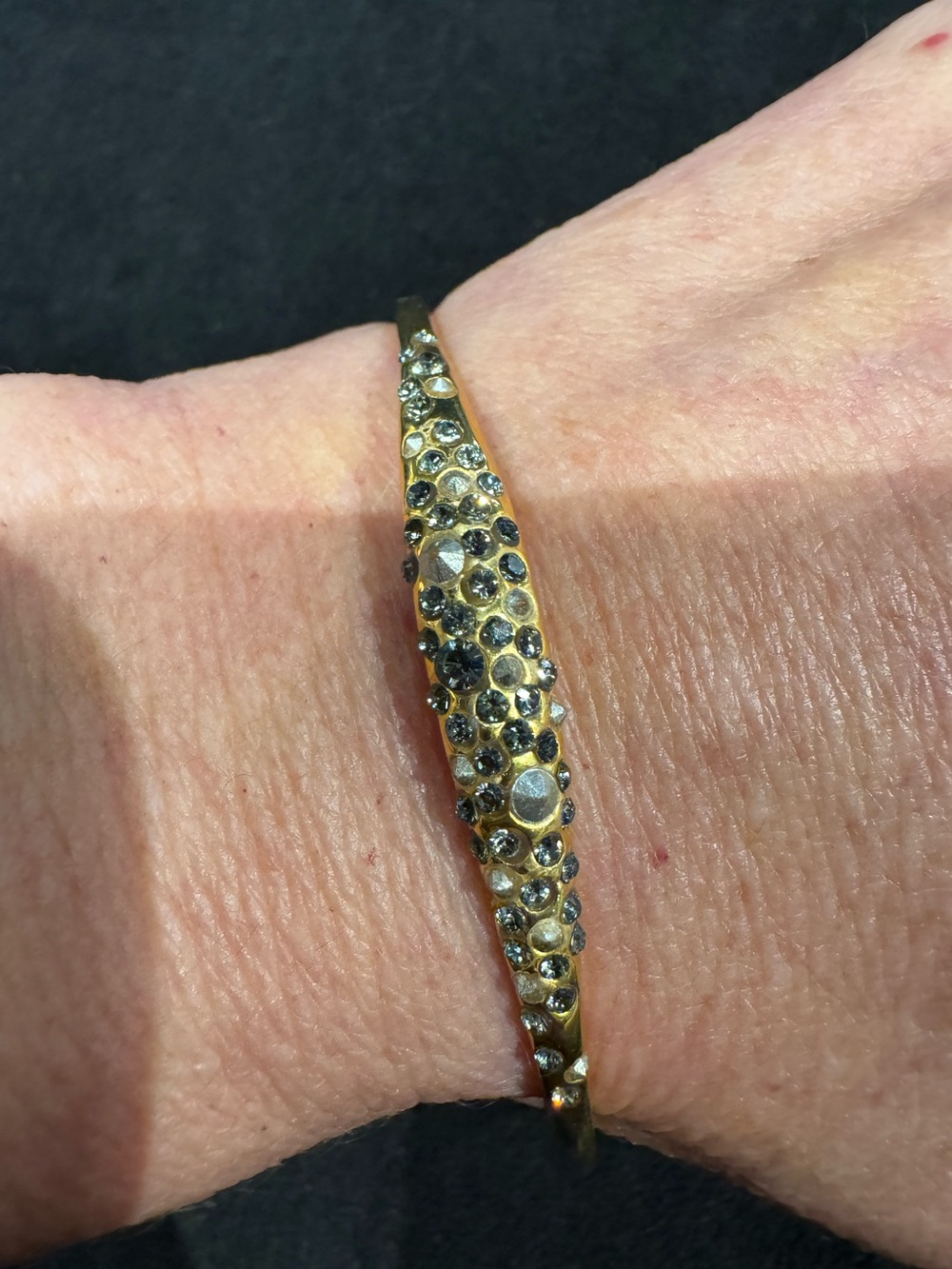 Alexis Bittar Gold Tone Pavé Crystal Sculptural Bangle Bracelet